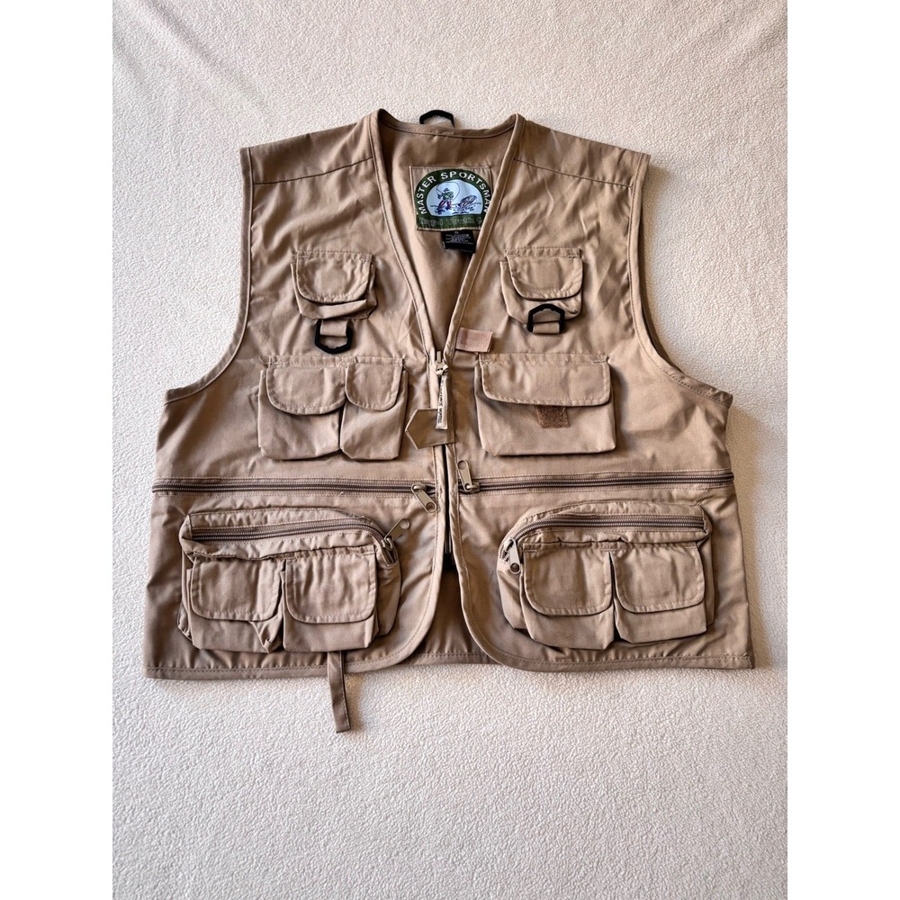 Master Sportsman Vest Youth Boys XL Beige Rugged Gear Fly Fishing Outdoor